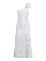 Abito monospalla paillettato con fiocco