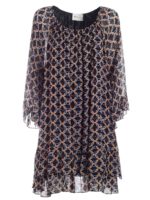 Abito loose fit nero con stampa a contrasto