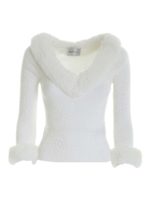 Maglia bianca con inserti in finta pelliccia