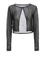 Cardigan nero effetto rete in misto viscosa