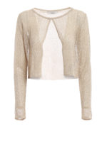 Cardigan beige effetto rete in misto viscosa