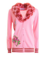 Cardigan con collo in finta pelliccia