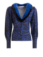 Cardigan fantasia con collo di pelliccia