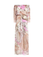 Vestito in raso di seta con stampa conchiglie