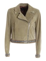 Giacca in suede verde con strass