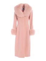 Cappotto con inserto in pelliccia rosa