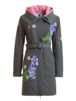 Parka con applicazioni floreali