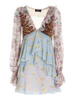 Abito multicolore motivo floreale con volant