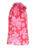 Top rosso e rosa con spilla