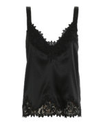 Top in raso con profili in pizzo