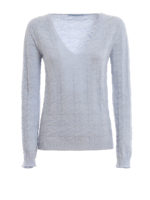 Maglia a V celeste in lana