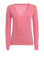 Maglia a V rosa in lana