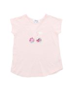T-shirt rosa con ciliegia in paillettes