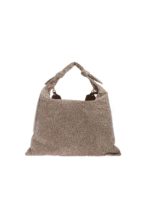 Borsa a spalla stampata beige e marrone