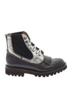 Stivaletti neri con inserto laminato argento