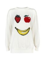 Maglione intarsio fruit smile bianca