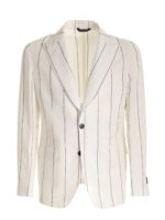 Completo gessato bianco e marrone