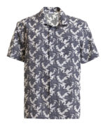 Camicia in lino e cotone con fantasia foglie