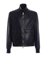 Blouson En Cuir - Bleu Fonce