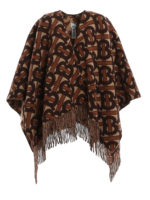 Poncho in lana merino e cachemire con logo