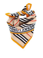 Foulard in seta a righe con logo