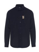 Camicia Monogramma a contrasto blu navy