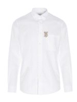 Camicia Monogram a contrasto bianca