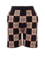 Shorts a scacchi beige e neri