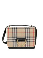 Borsa piccola D-ring Vintage Check e pelle