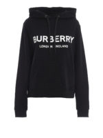 Felpa nera con stampa logo e cappuccio