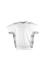 T-shirt in cotone bianco con inserti tartan