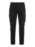 Pantaloni cargo in raso di cotone stretch