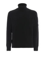 Maglione a collo alto nero in lana con lente