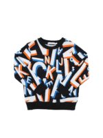 Felpa Letter nera bianca e arancione