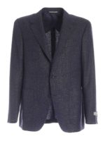 Giacca blu melange con etichetta logo