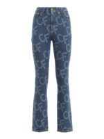 Jeans a vita alta con monogramma CF