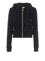 Felpa con cappuccio in ciniglia con strass