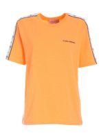 T-shirt over arancione con banda Logomania