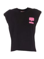 Top nero con spalline imbottite