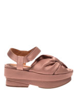 Sandali Draga rosa in raso con zeppa