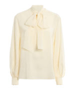 Blusa in seta gessata con sciarpina