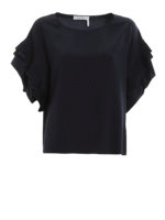 Blusa in seta con maniche plisse
