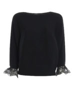 Pullover in lana e seta con pizzo