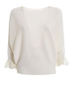 Pullover in lana e seta con scollo a barca