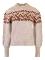 Pullover grigio con intarsi arancioni