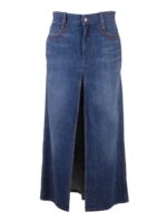 Gonna a trapezio in denim blu