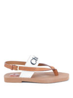 Sandali infradito in tela e pelle