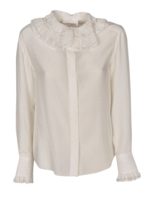 Camicia con rouches color Iconic Milk