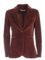Giacca monopetto in velluto marrone