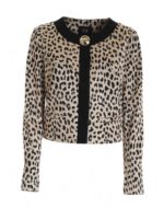 Giacca stampa animalier nera e beige